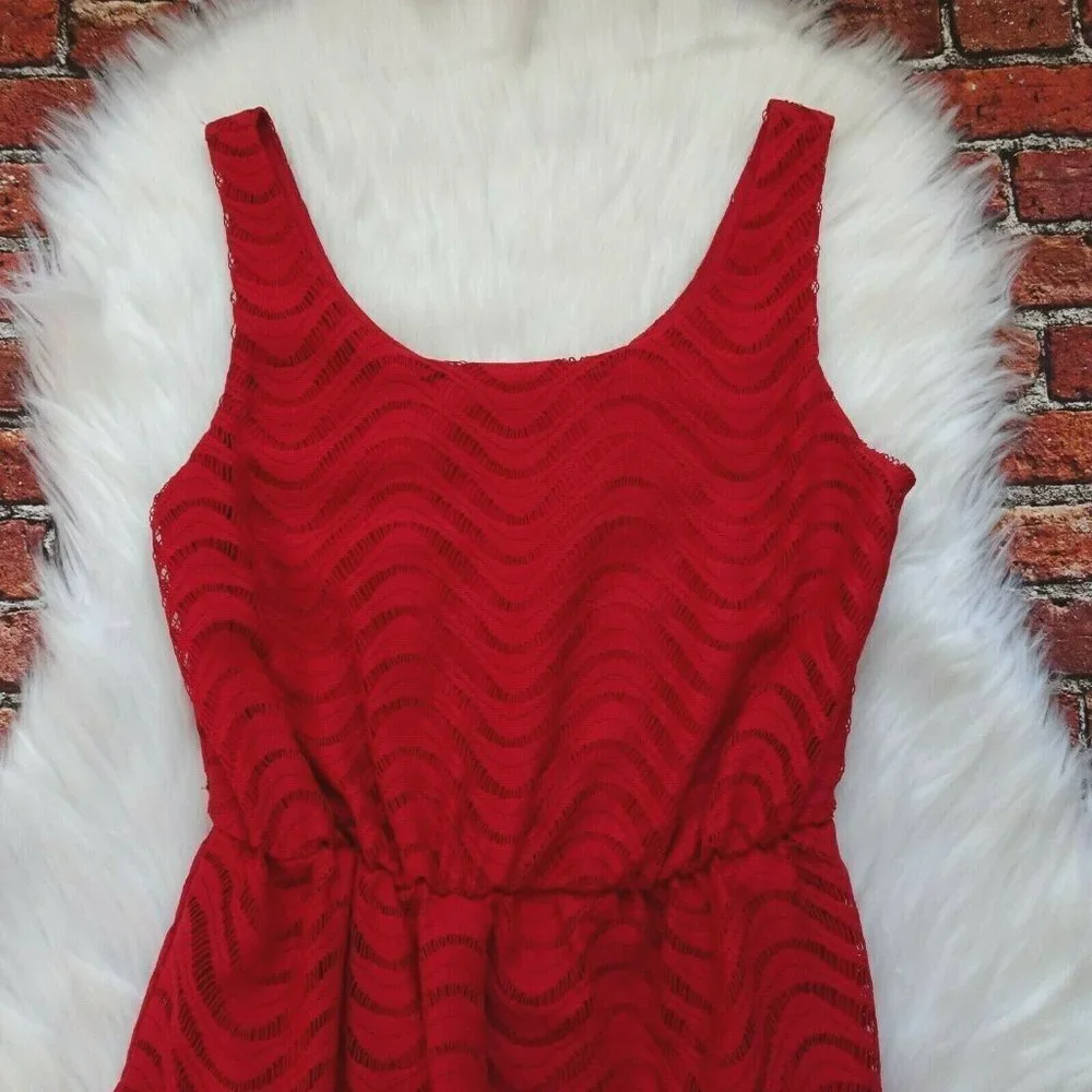 💰3/$25 City Triangles Flounce Dress Fit & Flare Lace Red Juniors S - Picture 6 of 12